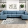 9557BUE Seating-Garren Collection 8-Piece Sectional with Stora...