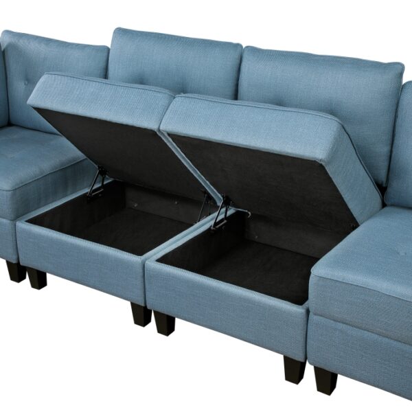 9557BUE*8SCOT 8-Piece Sectional with Stora...