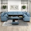9557BUE Seating-Garren Collection 8-Piece Sectional with Stora...