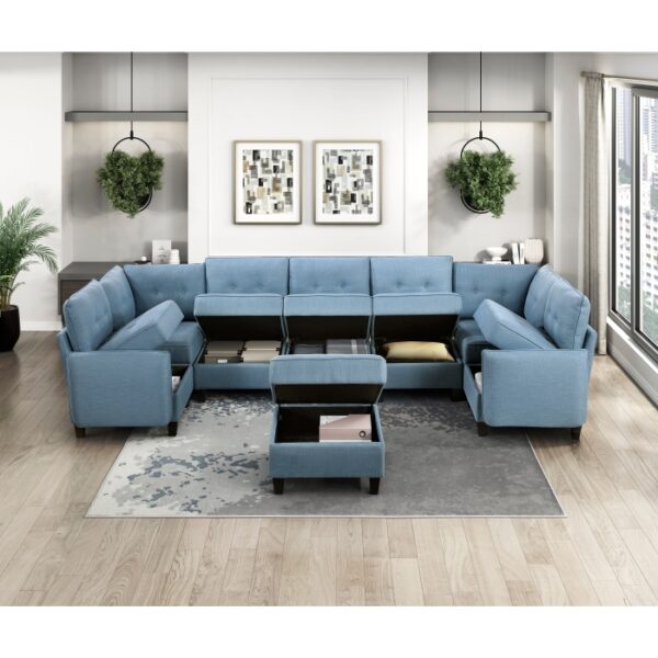 9557BUE*8SCOT 8-Piece Sectional with Stora...