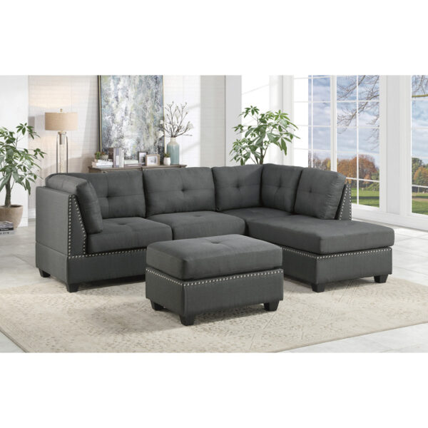 9566DG*3OT 3-Piece Sectional with Ottoman