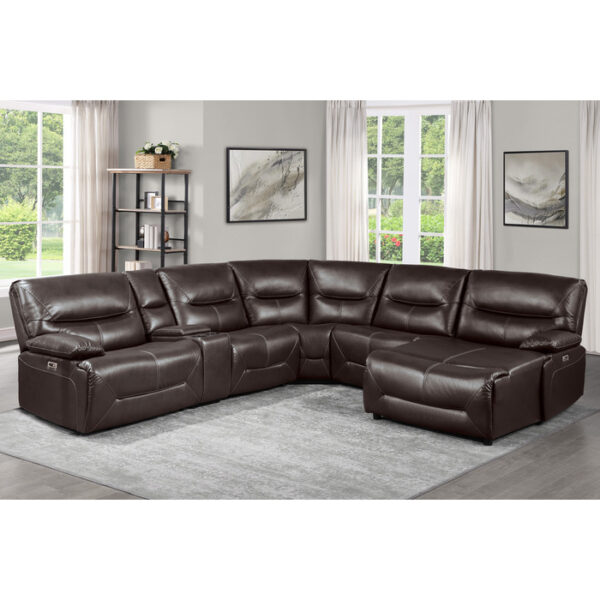 9579BRW*6LRRCPW 6-Piece Power Reclining Sect...
