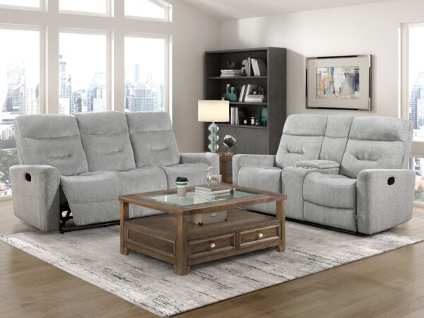 9610GY Seating-Lyndon Collection 2pc Set: Sofa, Love
