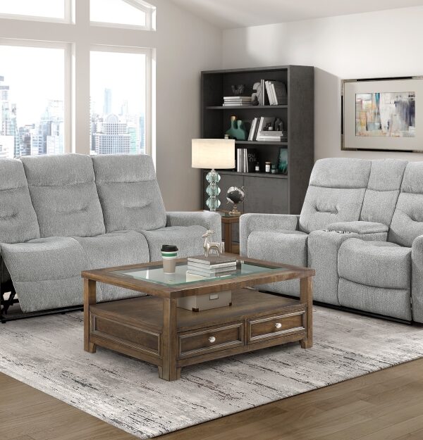 9610GY Seating-Lyndon Collection 2pc Set: Sofa, Love