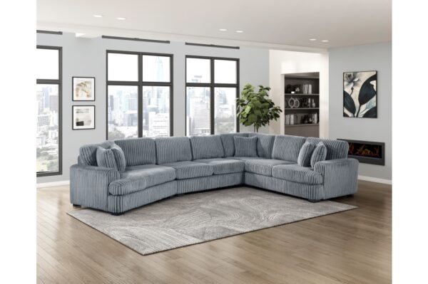 9623GY Seating-Warwick Collection 4-Piece Sectional with Right...