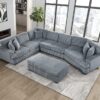 9623GY Seating-Warwick Collection 4-Piece Sectional with Right...
