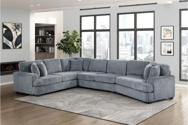 9623GY Seating-Warwick Collection 4-Piece Sectional with Right...