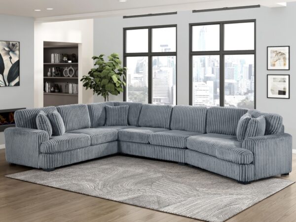 9623GY Seating-Warwick Collection 4-Piece Sectional with Right...