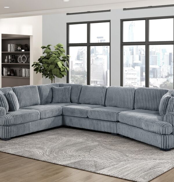 9623GY Seating-Warwick Collection 4-Piece Sectional with Right...