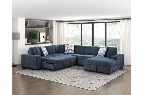9624BU Seating-Raife Collection 4-Piece Sectional with Right...