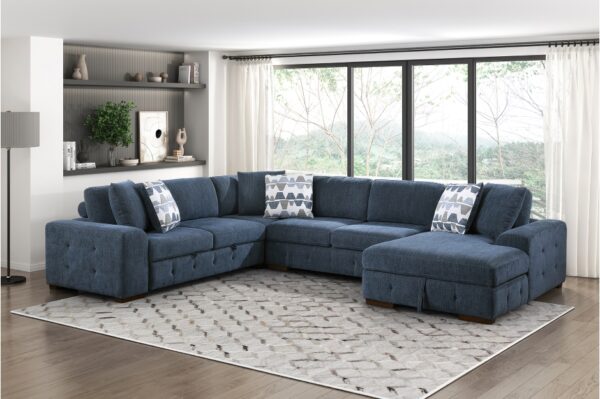 9624BU Seating-Raife Collection 4-Piece Sectional with Right...