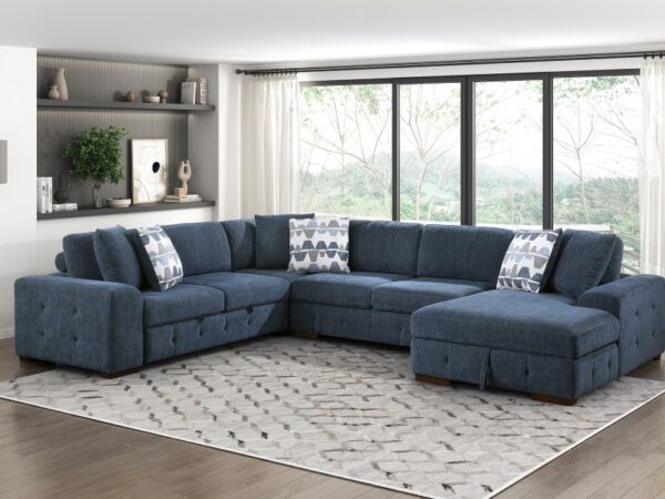 9624BU Seating-Raife Collection 4-Piece Sectional with Right...