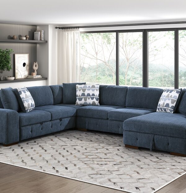 9624BU Seating-Raife Collection 4-Piece Sectional with Right...