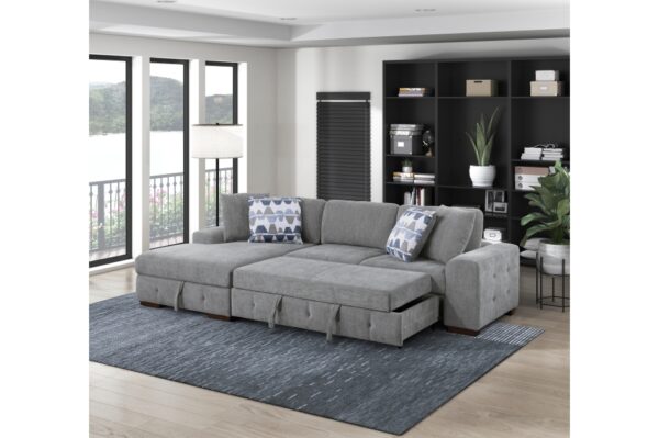 9624GY Seating-Raife Collection 4-Piece Sectional with Right...