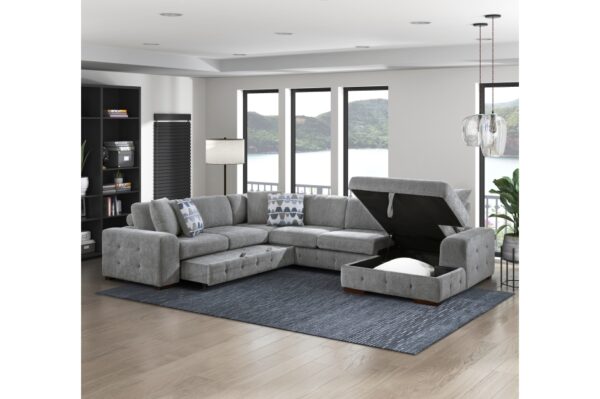 9624GY Seating-Raife Collection 4-Piece Sectional with Right...