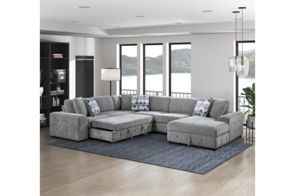 9624GY Seating-Raife Collection 4-Piece Sectional with Right...