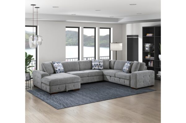9624GY Seating-Raife Collection 4-Piece Sectional with Right...