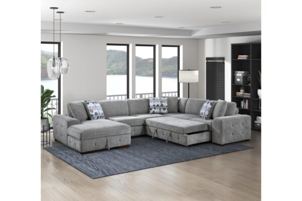 9624GY Seating-Raife Collection 4-Piece Sectional with Right...