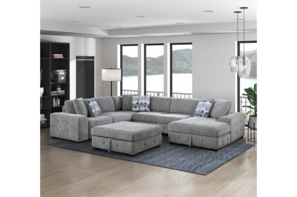 9624GY Seating-Raife Collection 4-Piece Sectional with Right...