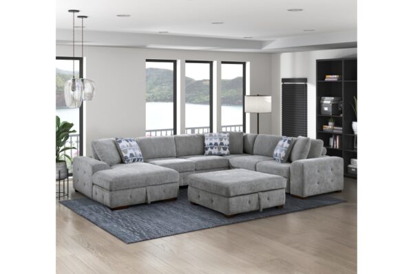 9624GY Seating-Raife Collection 4-Piece Sectional with Right...