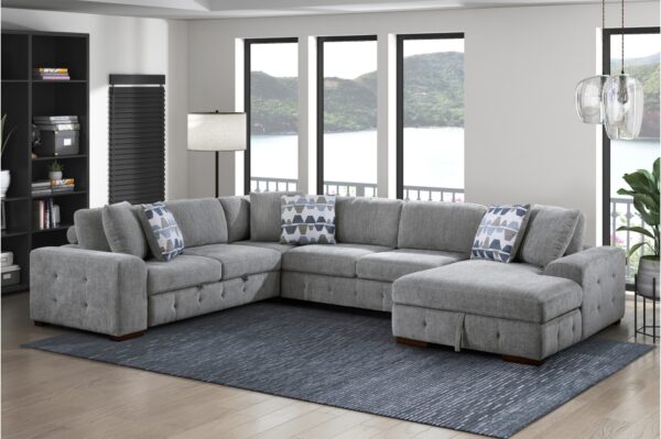 9624GY Seating-Raife Collection 4-Piece Sectional with Right...