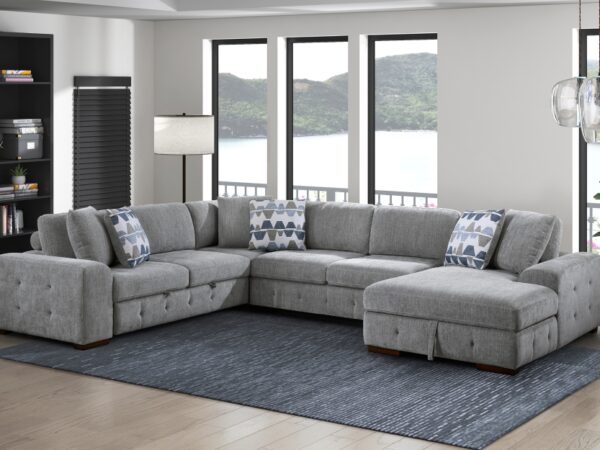 9624GY Seating-Raife Collection 4-Piece Sectional with Right...