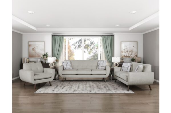 9627TAN Seating-Janne Collection 2pc Set: Sofa, Love