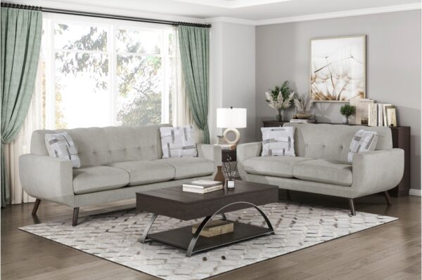 9627TAN Seating-Janne Collection 2pc Set: Sofa, Love