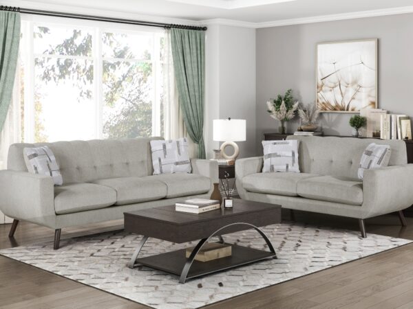 9627TAN Seating-Janne Collection 2pc Set: Sofa, Love