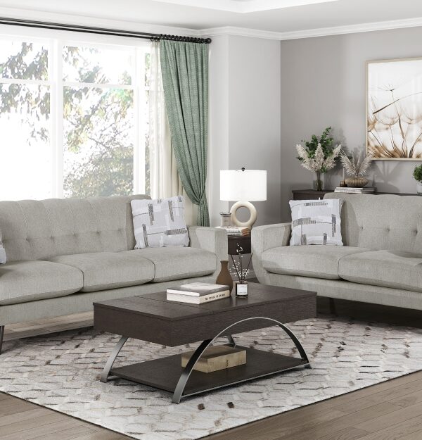 9627TAN Seating-Janne Collection 2pc Set: Sofa, Love