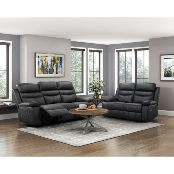9628BLK-3 Double Reclining Sofa