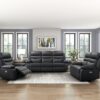 9628BLK-PW Seating-Hancock Collection 2pc Set: Sofa, Love (Power)