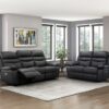 9628BLK-PW Seating-Hancock Collection 2pc Set: Sofa, Love (Power)