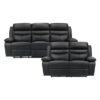 9628BLK-PW Seating-Hancock Collection 2pc Set: Sofa, Love (Power)