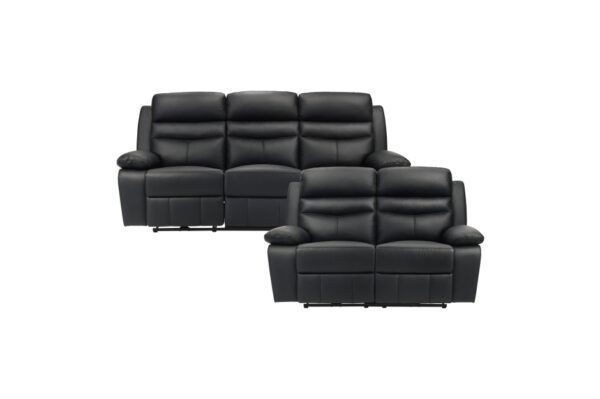 9628BLK-PW Seating-Hancock Collection 2pc Set: Sofa, Love (Power)