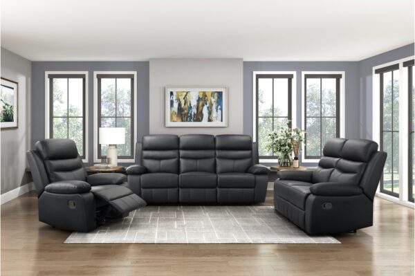 9628BLK Seating-Hancock Collection 2pc Set: Sofa, Love