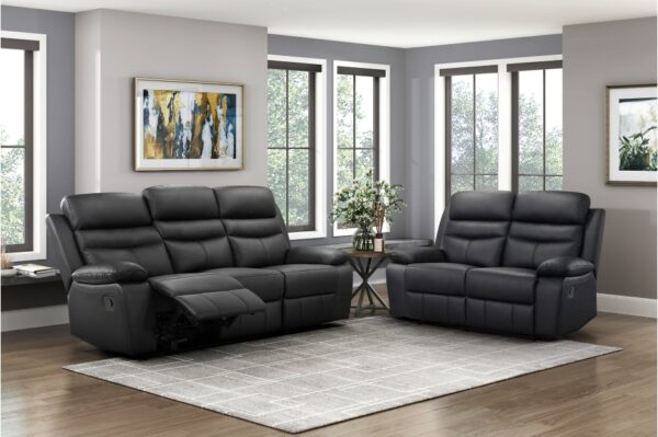 9628BLK Seating-Hancock Collection 2pc Set: Sofa, Love