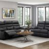 9628BLK-PW Seating-Hancock Collection 2pc Set: Sofa, Love (Power)