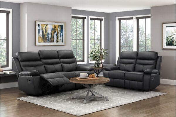 9628BLK Seating-Hancock Collection 2pc Set: Sofa, Love