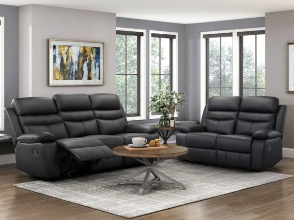9628BLK Seating-Hancock Collection 2pc Set: Sofa, Love