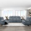 9628BUE-PW Seating-Hancock Collection 2pc Set: Sofa, Love (Power)