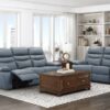 9628BUE-PW Seating-Hancock Collection 2pc Set: Sofa, Love (Power)