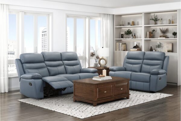 9628BUE Seating-Hancock Collection 2pc Set: Sofa, Love