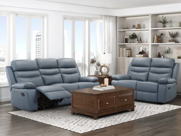 9628BUE Seating-Hancock Collection 2pc Set: Sofa, Love