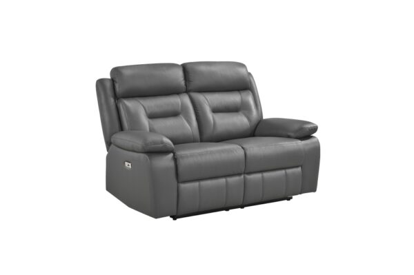 9629DGY-PW Seating-Laconia Collection 2pc Set: Sofa, Love (Power)