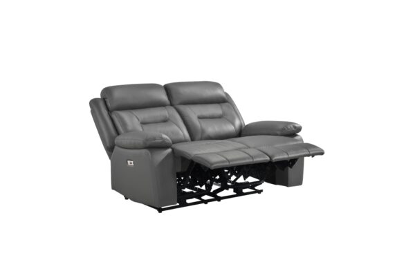 9629DGY-PW Seating-Laconia Collection 2pc Set: Sofa, Love (Power)