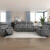 9629DGY-PW Seating-Laconia Collection 2pc Set: Sofa, Love (Power)