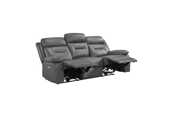 9629DGY-PW Seating-Laconia Collection 2pc Set: Sofa, Love (Power)