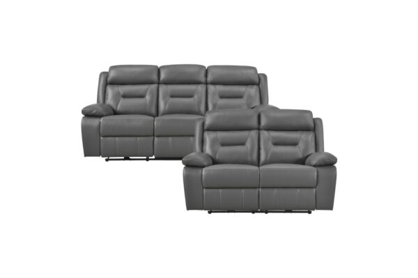 9629DGY-PW Seating-Laconia Collection 2pc Set: Sofa, Love (Power)