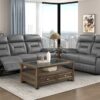 9629DGY-PW Seating-Laconia Collection 2pc Set: Sofa, Love (Power)